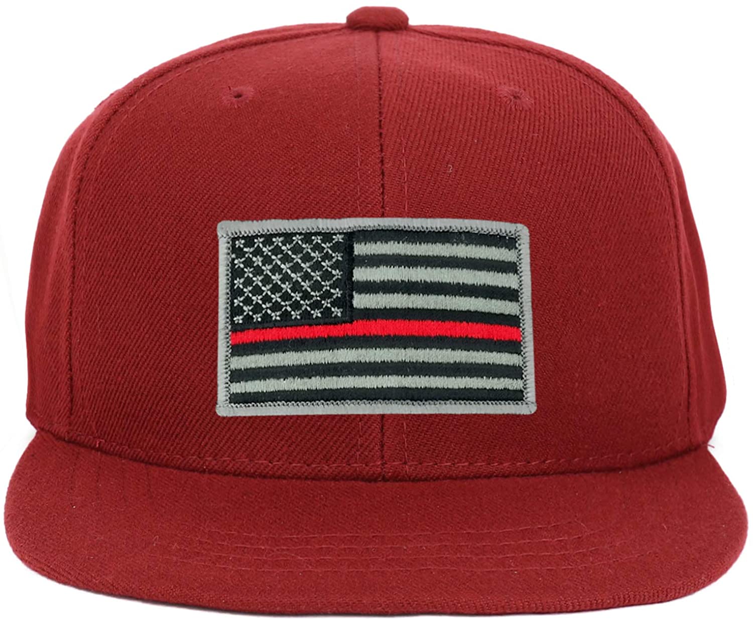 Armycrew Youth Kid Size Thin Red Line American Flag Patch Flat Bill Snapback Baseball Cap