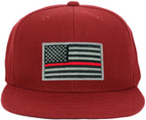 Armycrew Youth Kid Size Thin Red Line American Flag Patch Flat Bill Snapback Baseball Cap