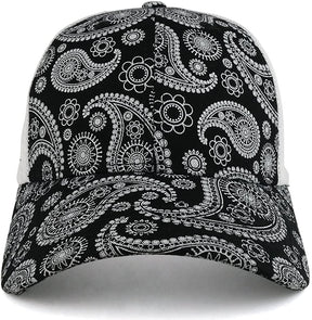 Paisley Bandana Printed Trucker Mesh Back Adjustable Baseball Cap