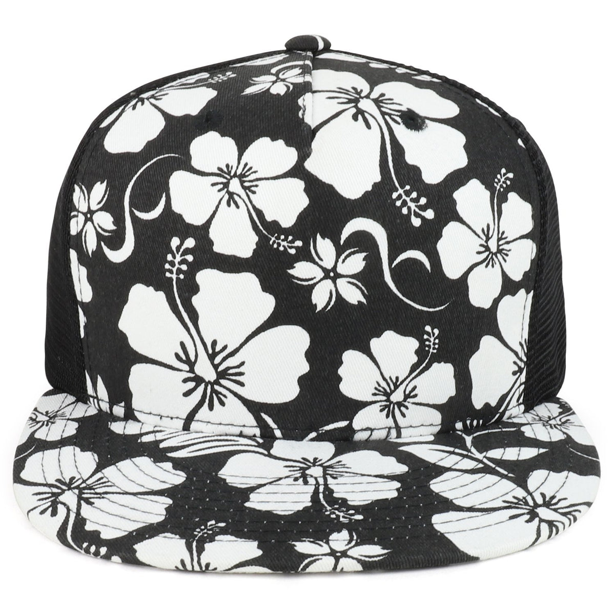 Armycrew Hibiscus Hawaiian Tropical Floral 5 Panel Trucker Mesh Snapback Cap