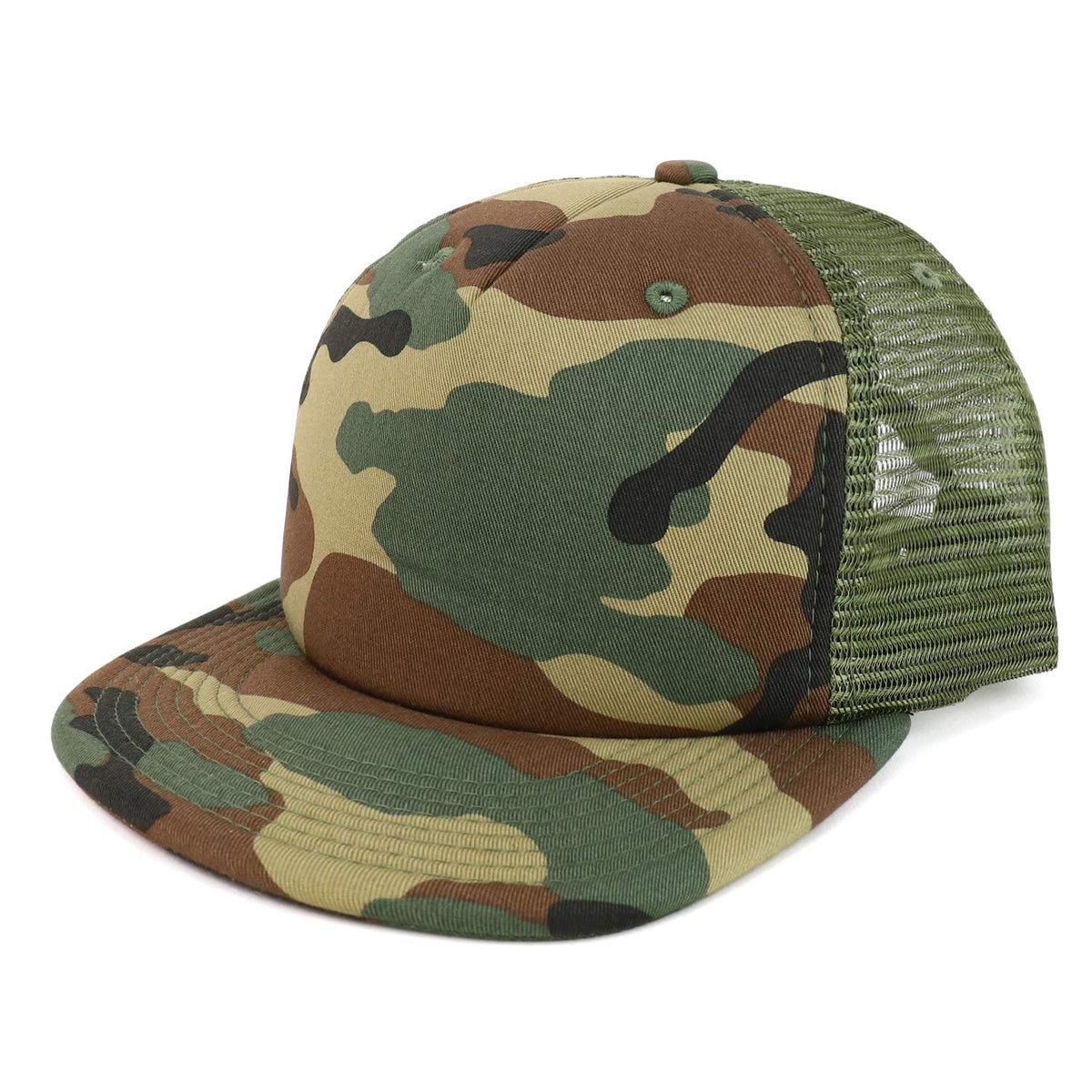 Armycrew Flat Bill Camouflage Patterned Foam Trucker Snapback Cap