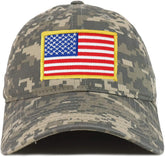 Armycrew Yellow American Flag Patch Camo Soft Crown Baseball Cap