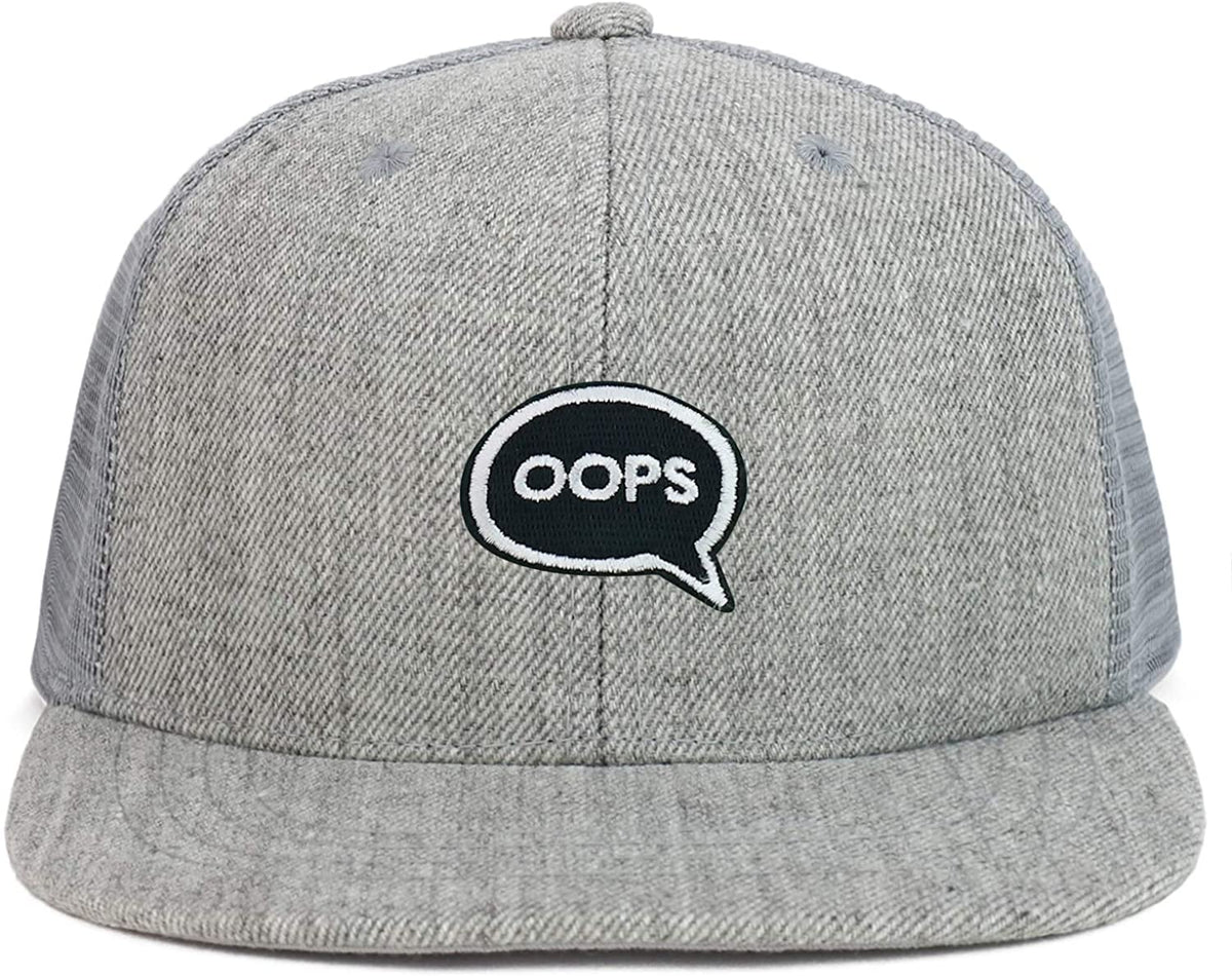 Armycrew Youth Kid's Oops Patch Flat Bill Mesh Back Snapback Trucker Cap