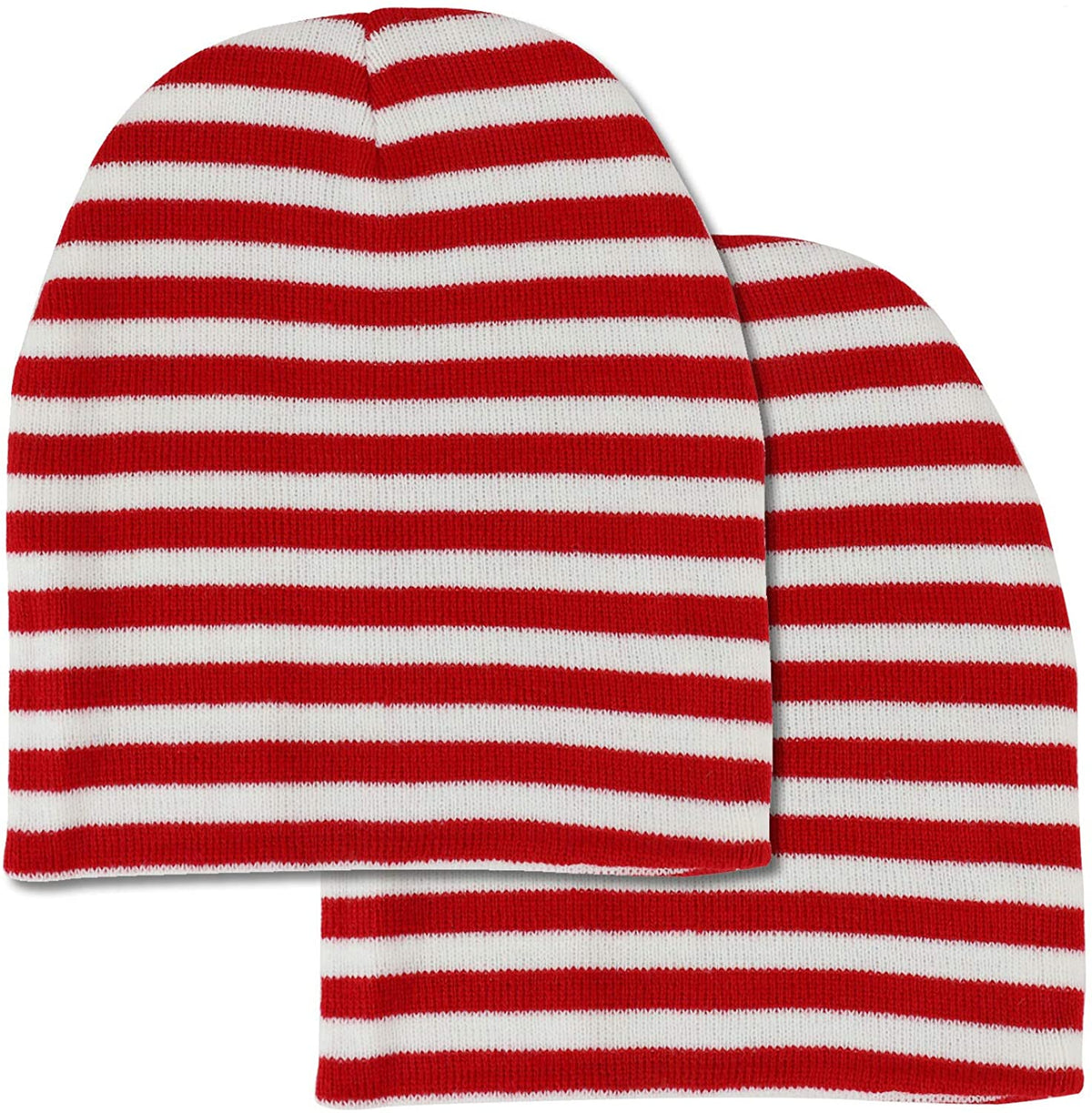 Armycrew Red White Stripe Short Skull Beanie