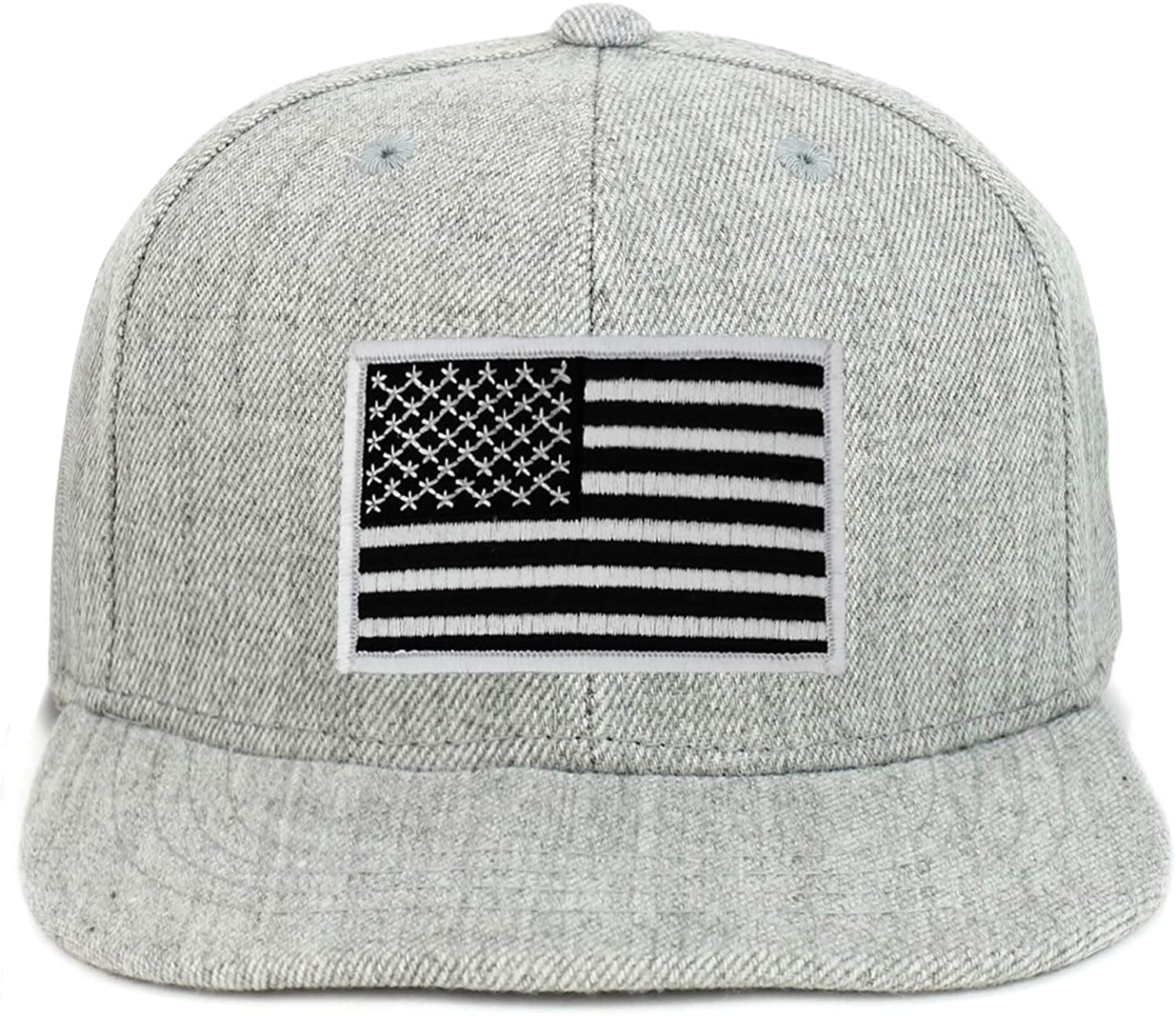 Armycrew Youth Kid Size Black White American Flag Patch Flat Bill Snapback Baseball Cap