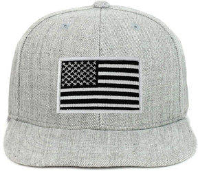 Armycrew Youth Kid Size Black White American Flag Patch Flat Bill Snapback Baseball Cap